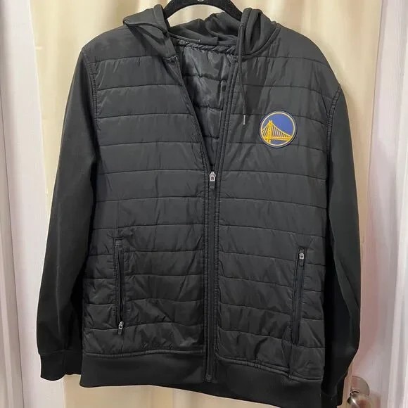 Black Quilted Hoodie with Logo - Picture 1 of 7